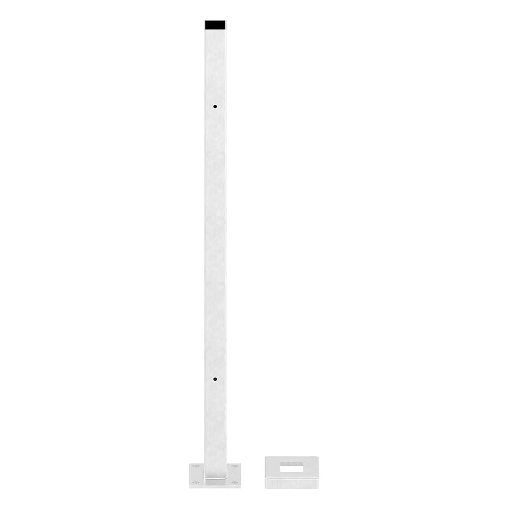 Vierkantpfosten "Endpfosten" zur Bodenmontage 40 x 40mm, L= 880mm mit 2x Gewinde für Glasklemme nach Wahl