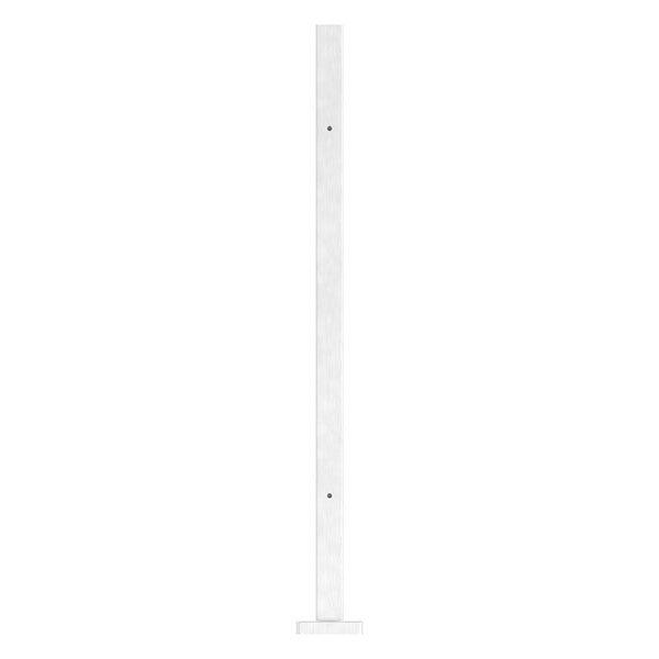 Vierkantpfosten "Eckpfosten" zur Bodenmontage 40 x 40mm, L= 880mm mit 4x Gewinde für Glasklemme nach Wahl