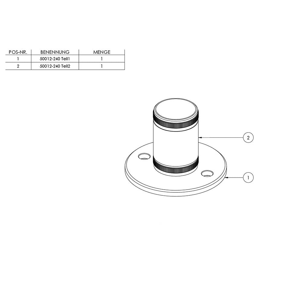 Wand- und Bodenanker mit Rändelung, ø 100 x 6mm, mit 2 x ø 11mm Bohrung, für Rohr 48,3 x 2,0mm