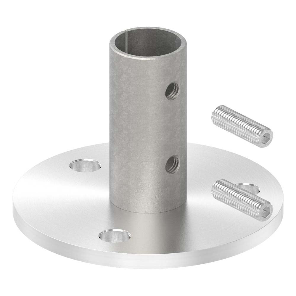Wand- und Bodenanker, Platte 100 x 6mm mit Fase, mit 3 x ø 11mm Bohrungen, für Rohr 33,7 x 2,6mm