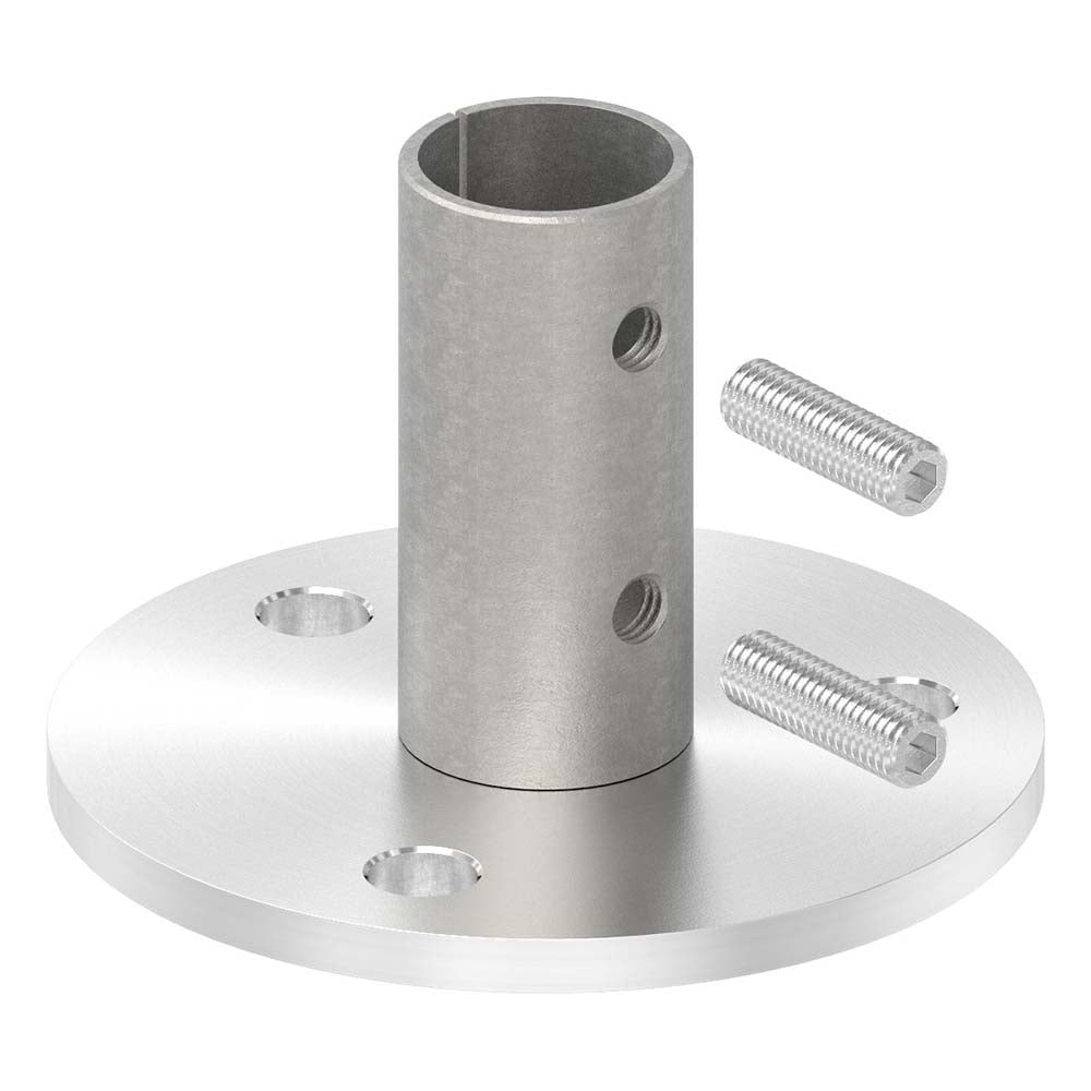 Wand- und Bodenanker, Platte 100 x 6mm mit Fase, mit 3 x ø 11mm Bohrungen, für Rohr 33,7 x 2,0mm