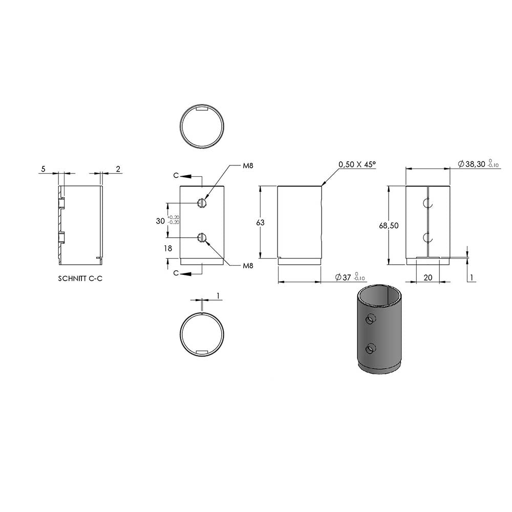 Wand- und Bodenanker, Platte 100 x 6mm mit Fase, mit 3 x ø 11mm Bohrungen, für Rohr 42,4 x 2,0mm