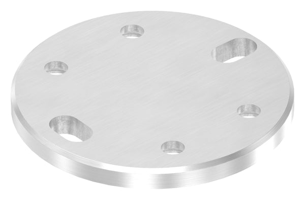 Ronde ø 100mm, Stärke 8mm, mit zwei 15 x 11mm Langlöchern und vier ø 8,5mm Bohrungen, für Spannringe