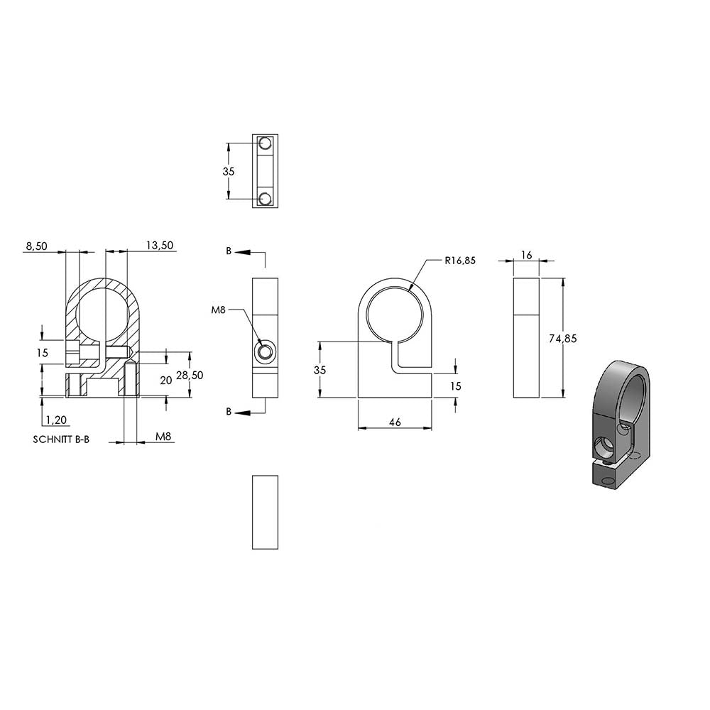Wandanker zum Spannen, mit Platte 120 x 10mm, für 33,7mm Rohr