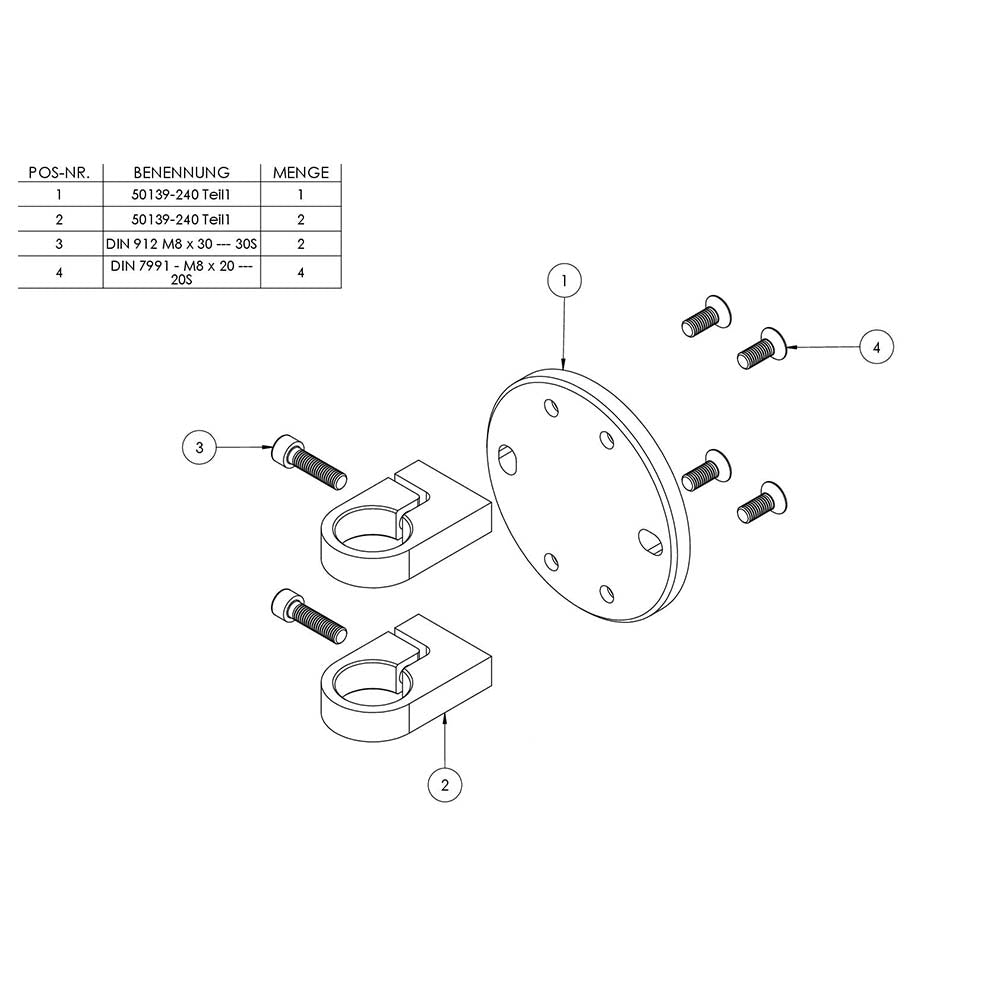 Wandanker zum Spannen, mit Platte 120 x 10mm, für 33,7mm Rohr