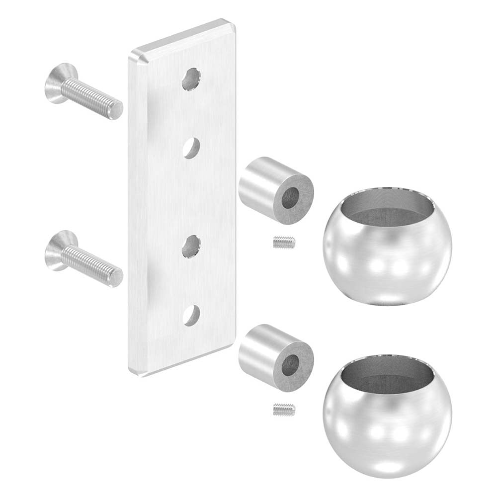 Wandhalter mit Kugelringen für Geländerpfosten, Platte 165 x 60 x 10mm, für Rohr ø 42,4mm