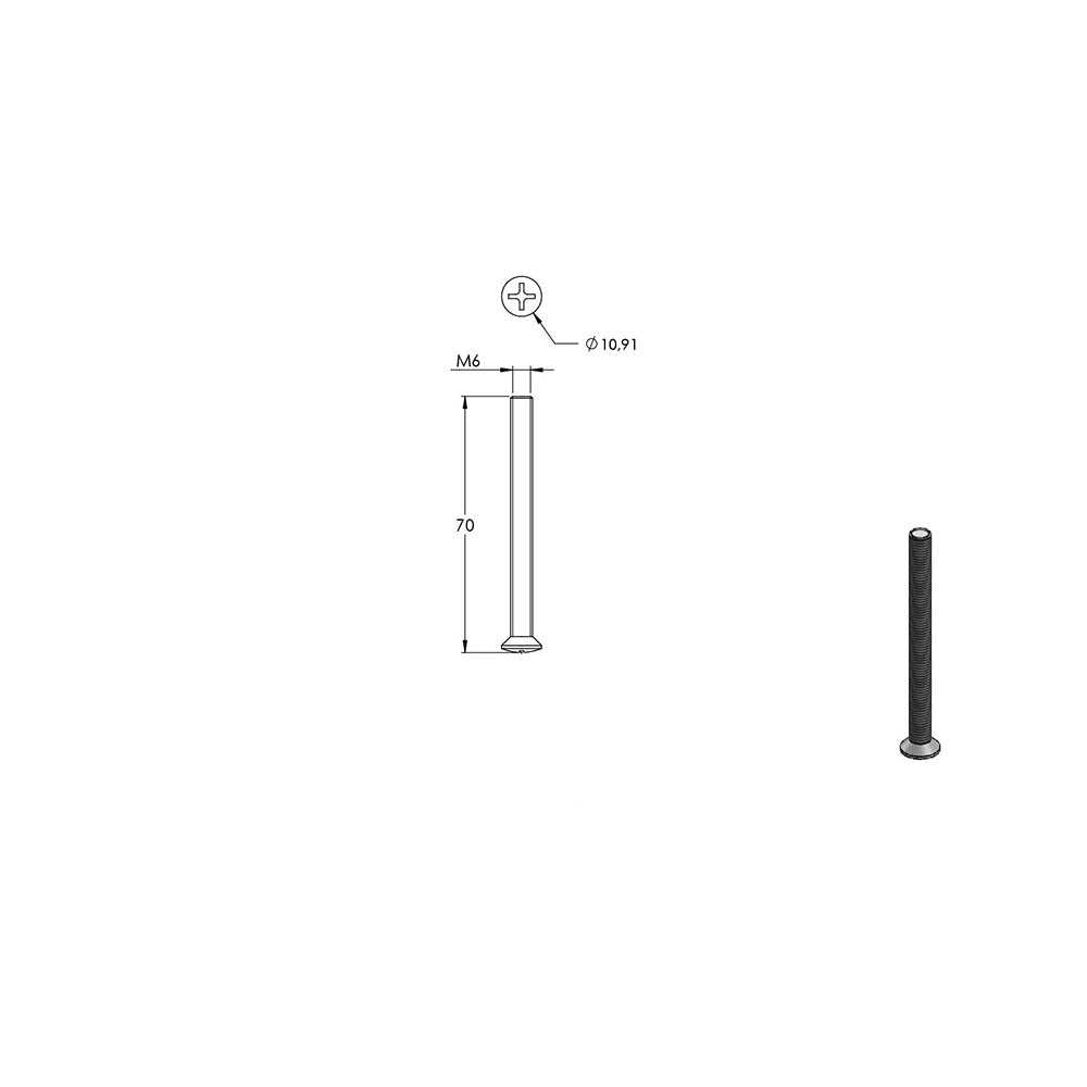 Handlaufhalter zur Wandbefestigung mit verschraubter Ronde 68 x 5mm, mit M6 Senkkopfschraube und 3 x 6,5mm Bohrungen