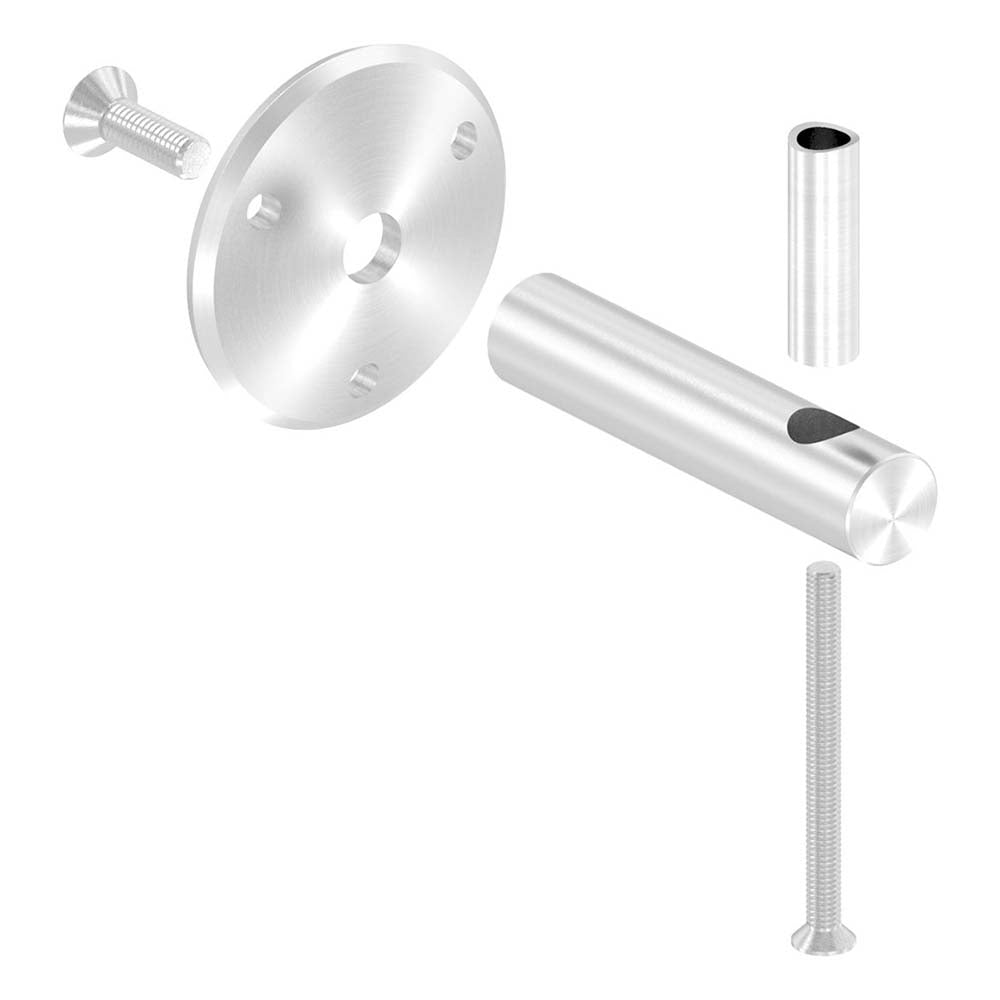 Handlaufhalter zur Wandbefestigung mit verschraubter Ronde 68 x 5mm, mit M6 Senkkopfschraube und 3 x 6,5mm Bohrungen