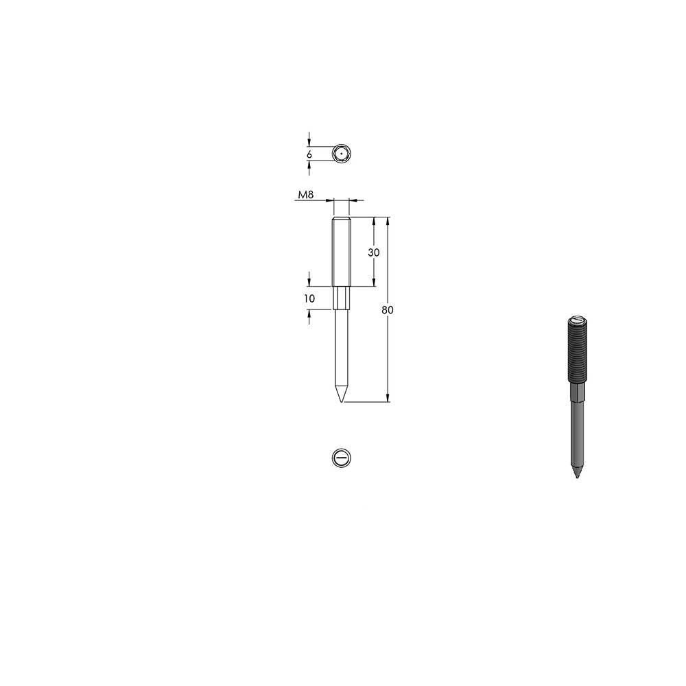 Handlaufhalter zur Wandbefestigung mit verschraubter Ronde 68 x 5mm, mit M6 Senkkopfschraube, inkl. M8x80mm Stockschraube