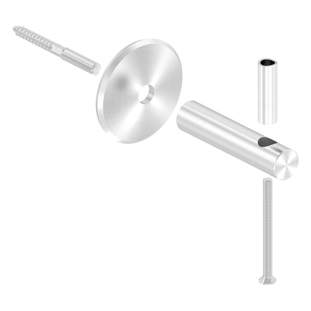 Handlaufhalter zur Wandbefestigung mit verschraubter Ronde 68 x 5mm, mit M6 Senkkopfschraube, inkl. M8x80mm Stockschraube