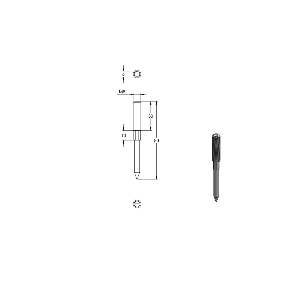 Handlaufhalter zur Wandbefestigung mit verschraubter Ronde 68 x 5mm, mit M6 Holzschraube, inkl. M8 x 80mm Stockschraube