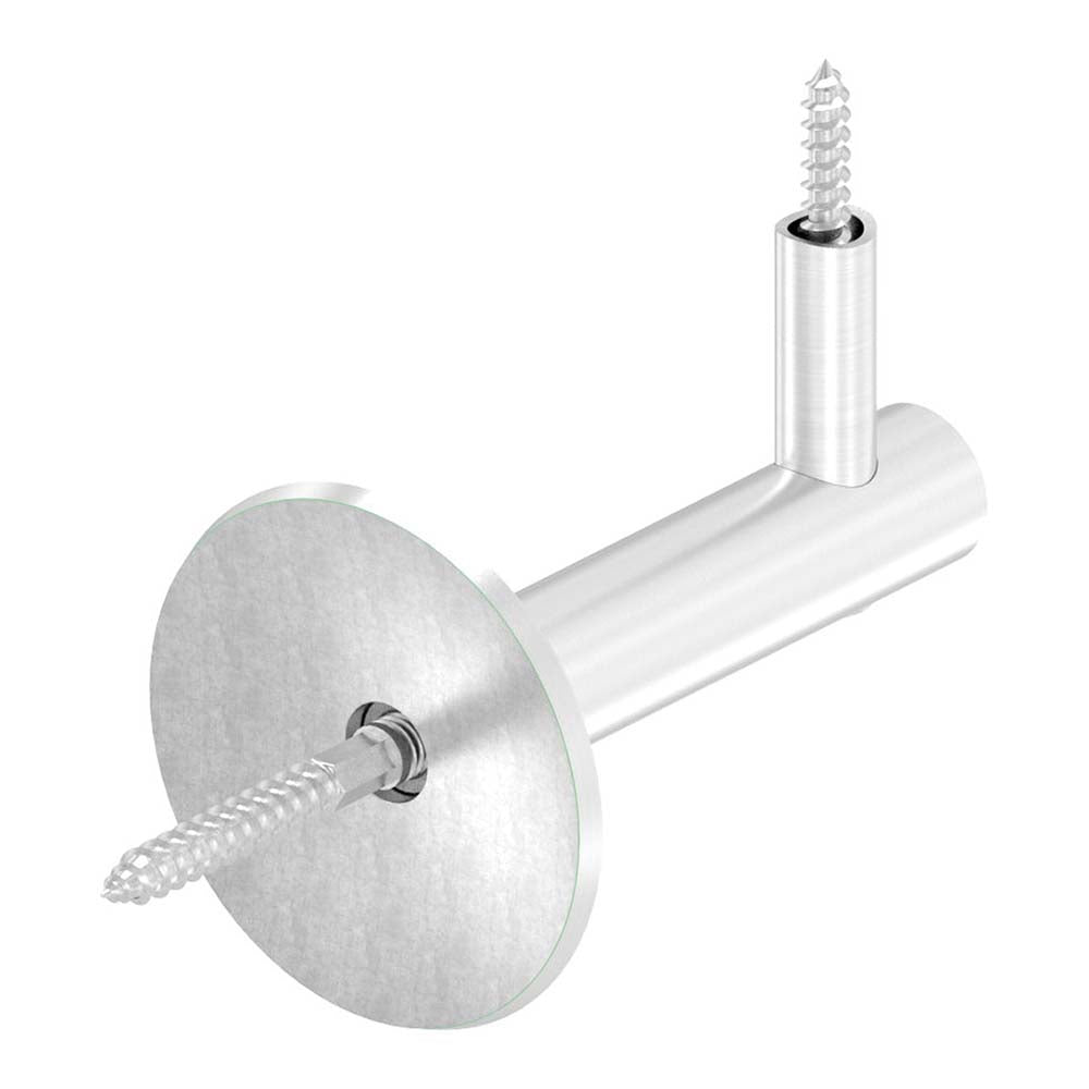 Handlaufhalter zur Wandbefestigung mit verschraubter Ronde 68 x 5mm, mit M6 Holzschraube, inkl. M8 x 80mm Stockschraube