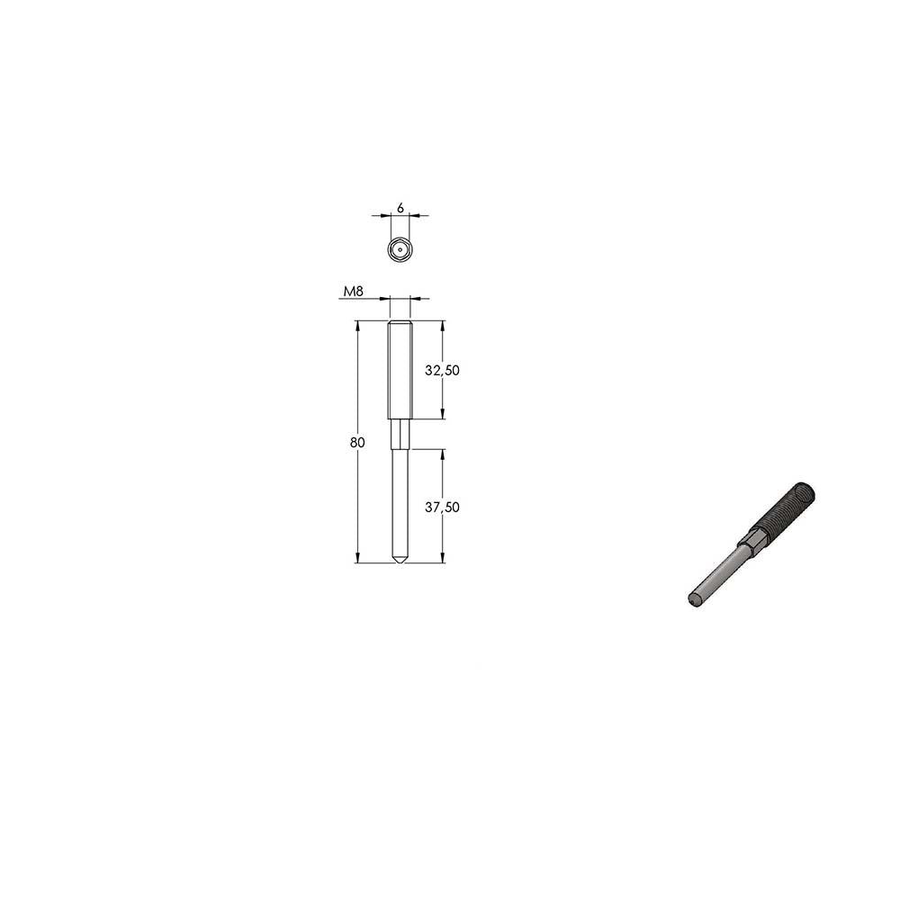 Handlaufhalter zur Wandbefestigung mit verschraubter Ronde flach 70 x 5mm, mit M8 Innengewinde inkl. M8 x 80mm Stockschraube, zum Anschweißen