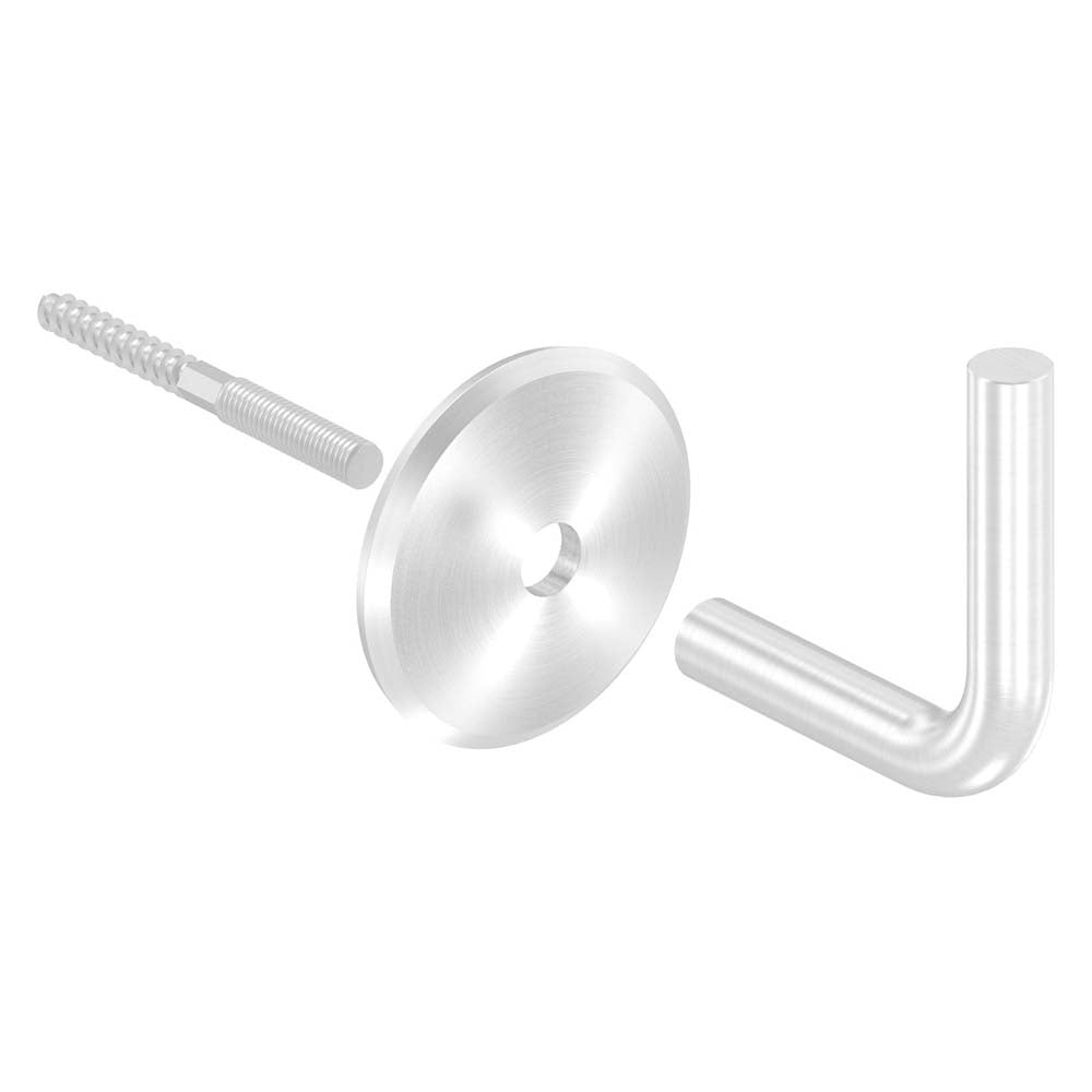 Handlaufhalter zur Wandbefestigung mit verschraubter Ronde flach 70 x 5mm, mit M8 Innengewinde inkl. M8 x 80mm Stockschraube, zum Anschweißen