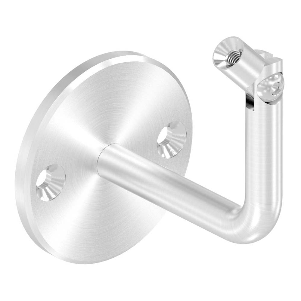 Handlaufhalter flexibel zur Wandbefestigung, mit verschraubter Ronde 70 x 6mm, mit Innengewinde M6 und ø 12mm Bügel
