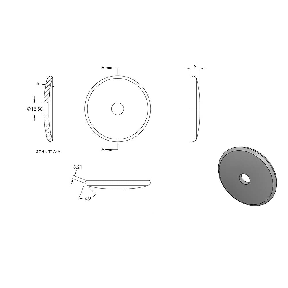 Handlaufhalter zur Wandbefestigung mit Ronde 68 x 5mm, für Rohr ø 42,4mm, inkl. M8 x 80mm Stockschraube, Wandabstand 80mm