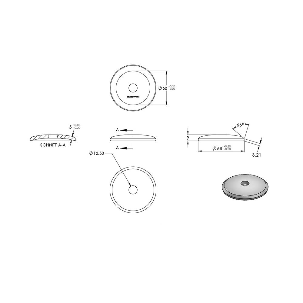 Handlaufhalter flexibel zur Wandbefestigung mit Ronde 68 x 5mm, für Rohr ø 42,4mm, inkl. M8 x 80mm Stockschraube, Wandabstand 80mm