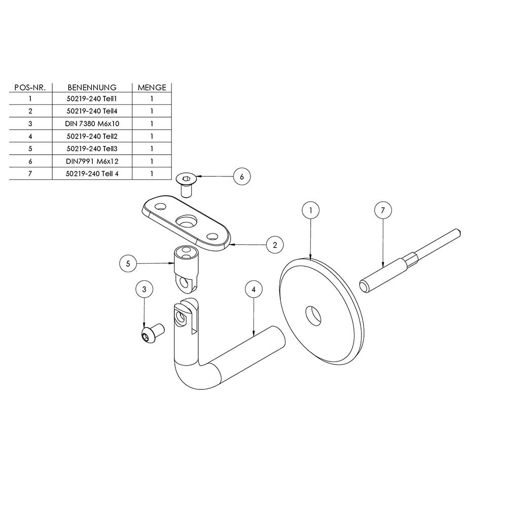 Handlaufhalter flexibel zur Wandbefestigung mit Ronde 68 x 5mm, für Rohr ø 42,4mm, inkl. M8 x 80mm Stockschraube, Wandabstand 80mm