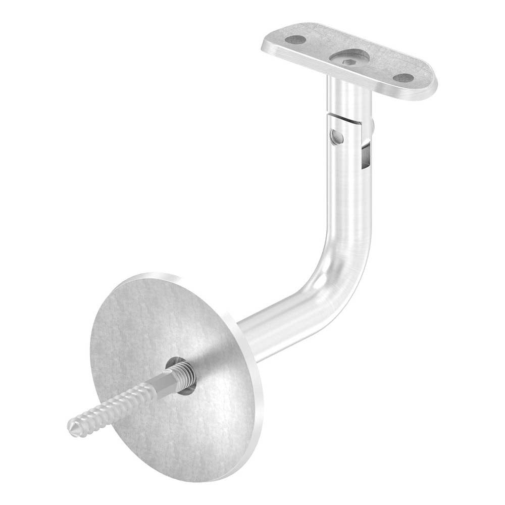 Handlaufhalter flexibel zur Wandbefestigung mit Ronde 68 x 5mm, für Rohr ø 42,4mm, inkl. M8 x 80mm Stockschraube, Wandabstand 80mm