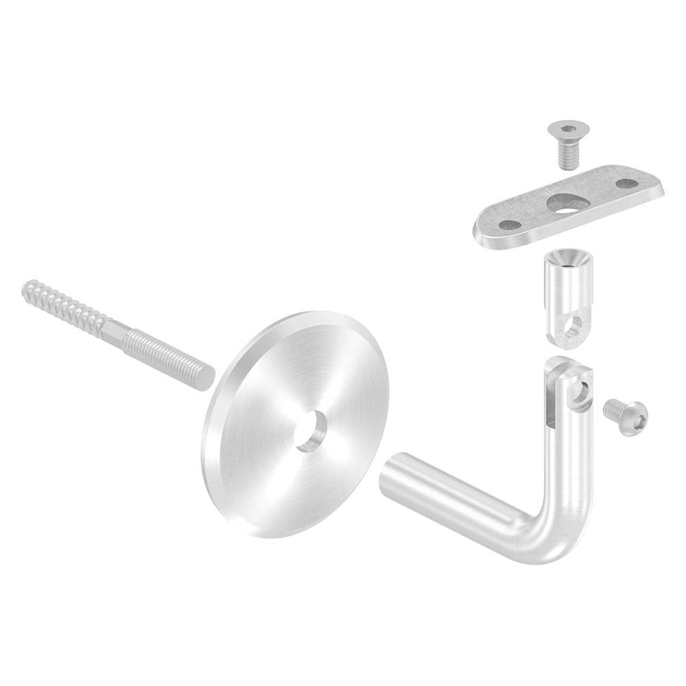 Handlaufhalter flexibel zur Wandbefestigung mit Ronde 68 x 5mm, für Rohr ø 42,4mm, inkl. M8 x 80mm Stockschraube, Wandabstand 80mm