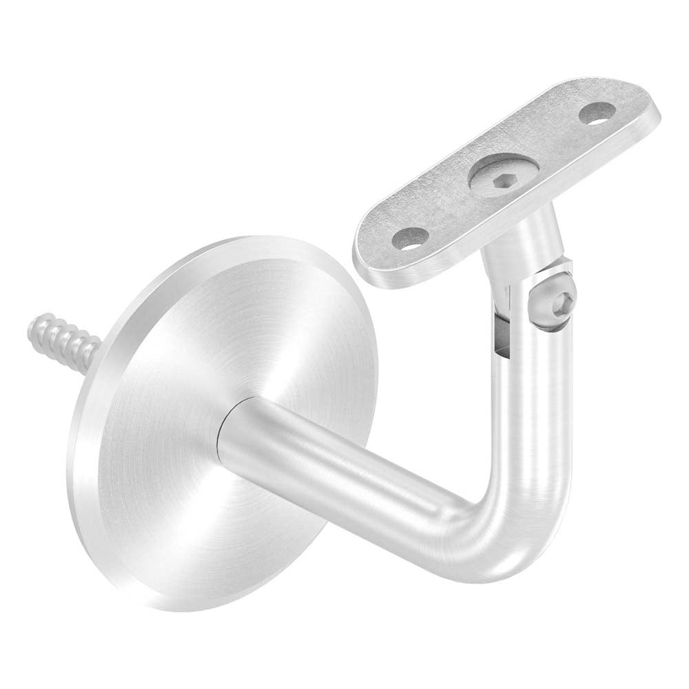Handlaufhalter flexibel zur Wandbefestigung mit Ronde 68 x 5mm, für Rohr ø 42,4mm, inkl. M8 x 80mm Stockschraube, Wandabstand 80mm