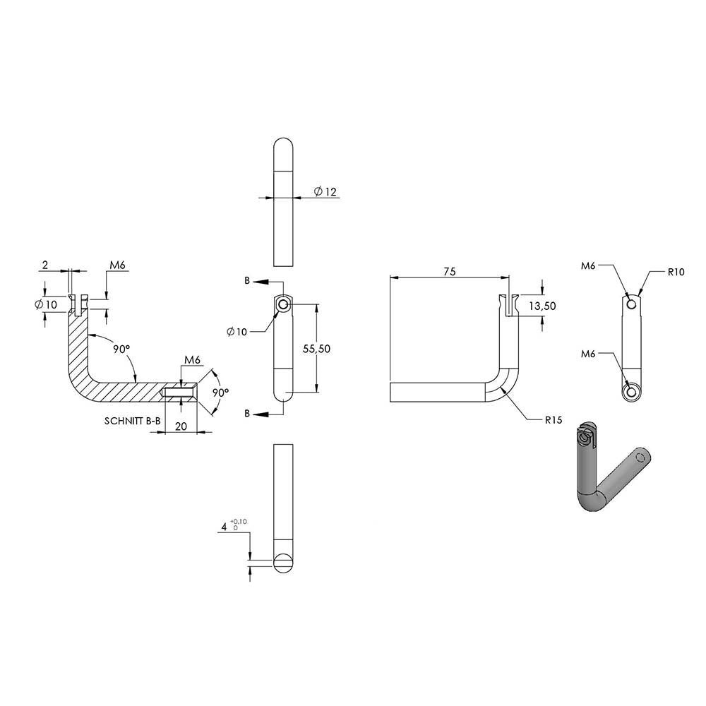 Handlaufhalter flexibel zur Wandbefestigung mit verschrauber Ronde 58 x 5mm, für Rohr ø 42,4mm