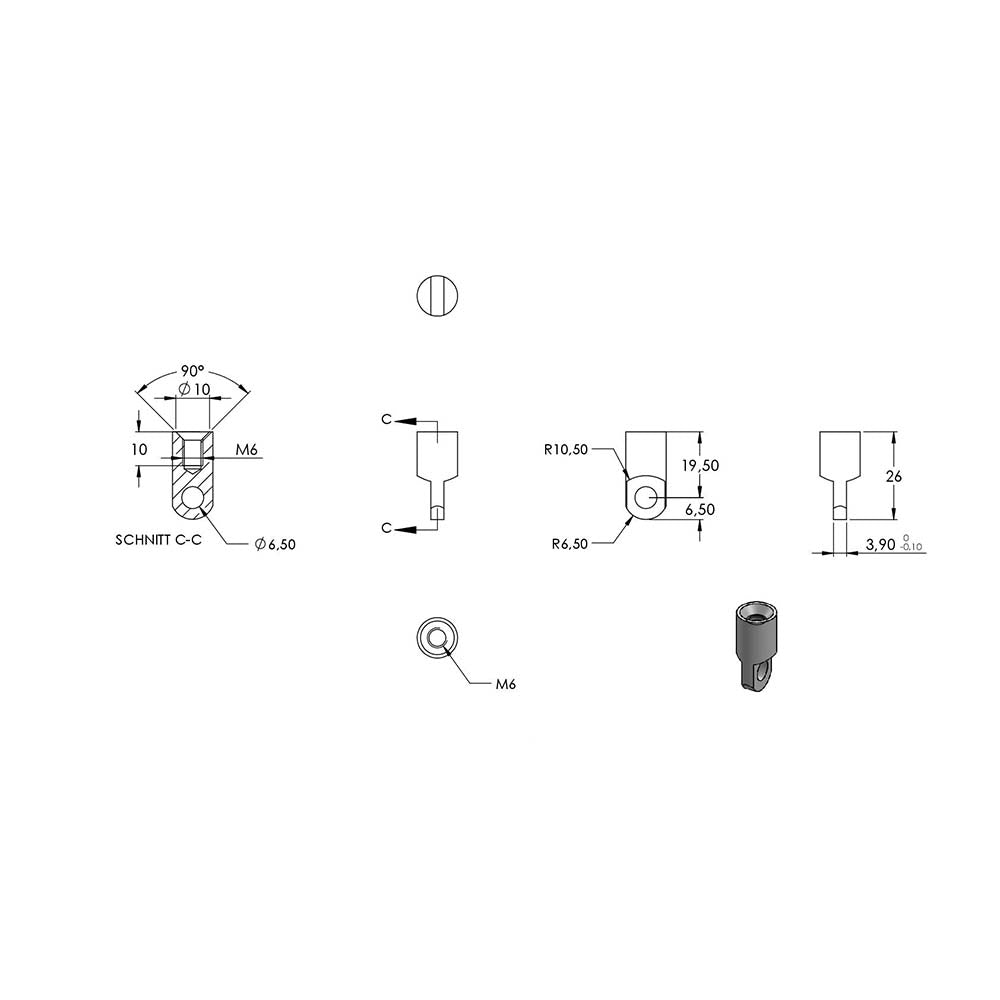 Handlaufhalter flexibel zur Wandbefestigung mit verschrauber Ronde 58 x 5mm, für Rohr ø 42,4mm