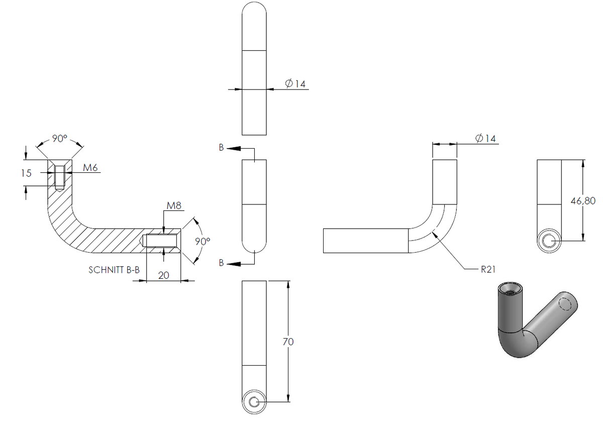 Handlaufhalter zur Wandbefestigung mit verschraubter Ronde 60 x 5mm, für Vierkantrohr