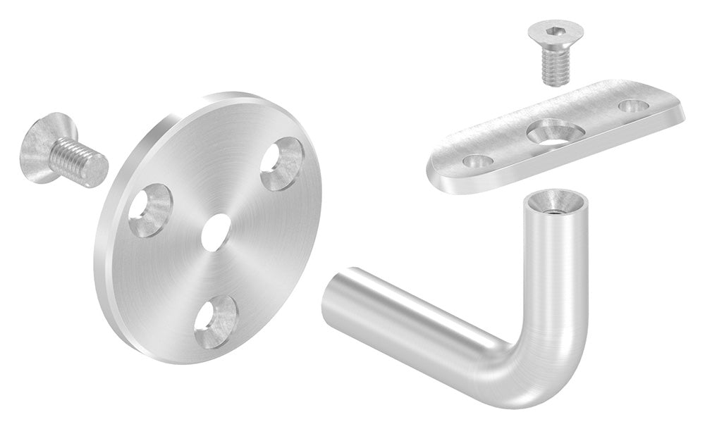 Handlaufhalter zur Wandbefestigung mit verschraubter Ronde 60 x 5mm, für Rohr ø 42,4mm