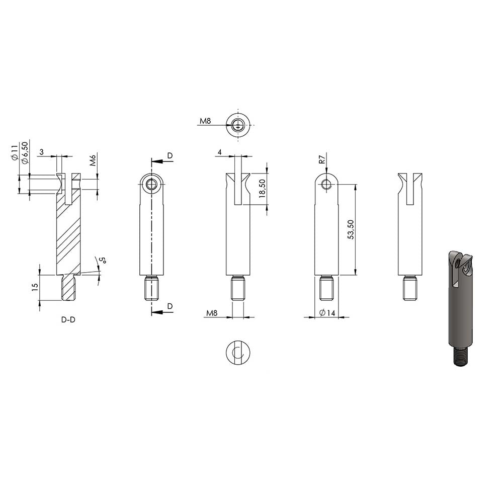 Handlaufstütze flexibel, verschraubt, zur Montage eines ø 42,4mm Handlauf auf einen ø 42,4mm Pfosten, zum Einschlagen