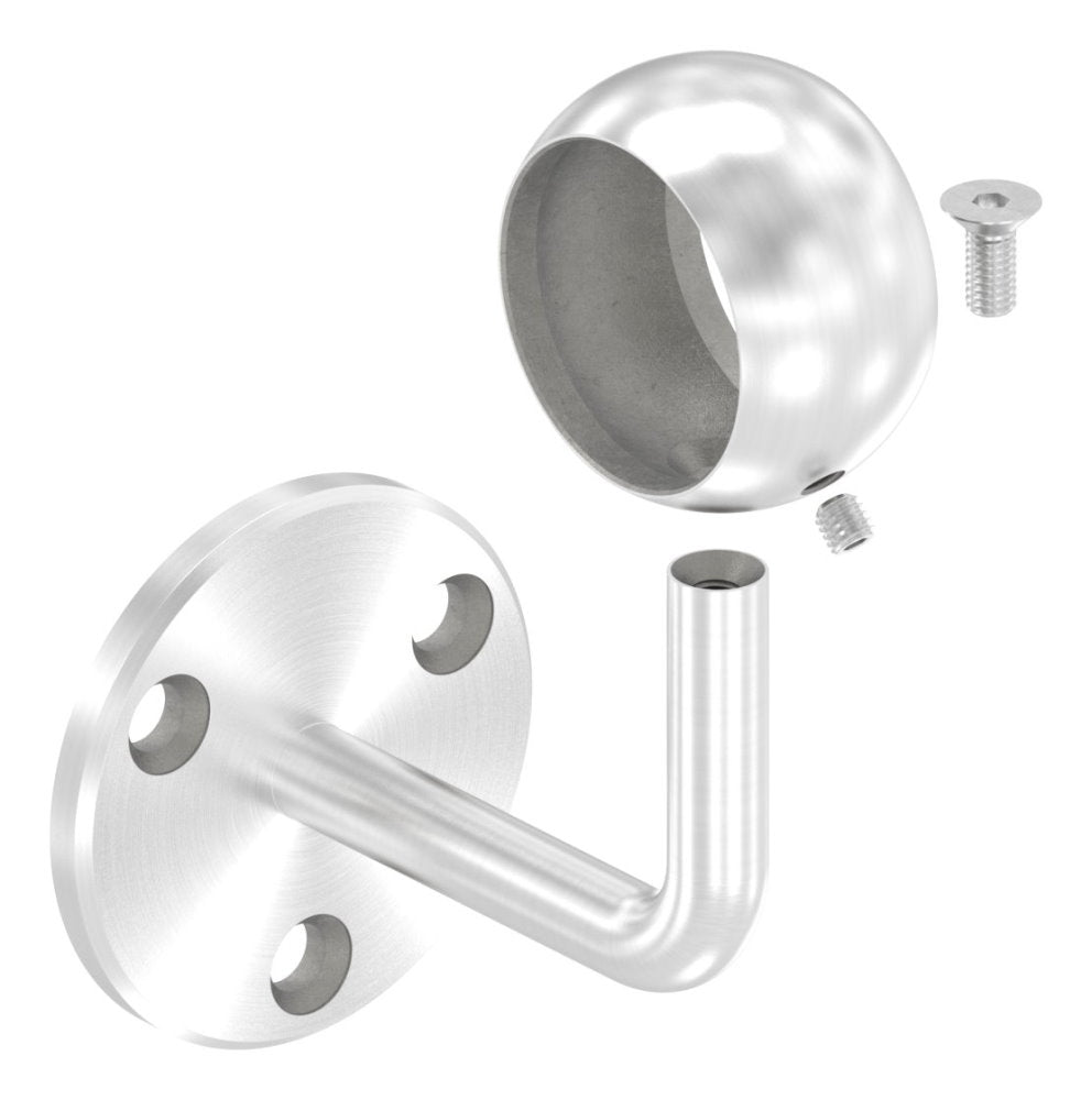 Handlaufhalter zur Wandbefestigung mit verschweißter Ronde 70 x 6mm, mit Kugelring für Rohr ø 42,4mm