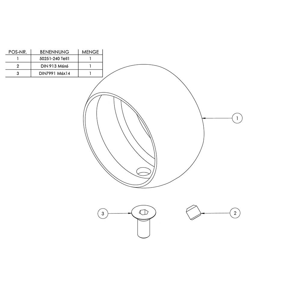 Kugelring ø 61mm für Handlaufhalter, für Rohr ø 48,3mm