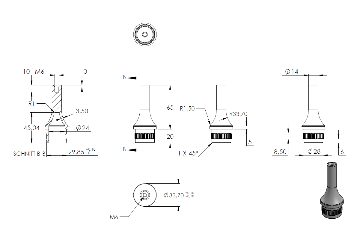 Handlaufstütze zum Einschlagen für ø 33,7 x 2,0mm Pfosten, mit Halteplatte für Handlauf ø 42,4mm