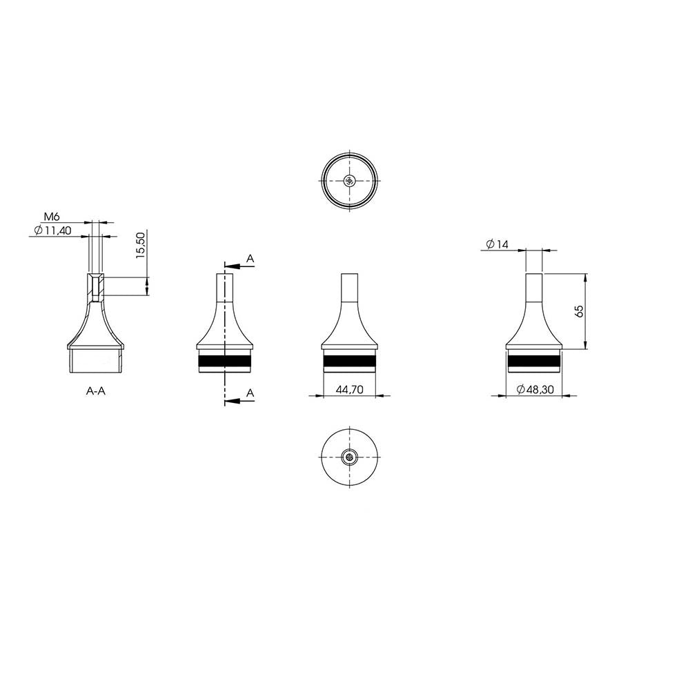 Handlaufstütze zum Einschlagen für ø 42,4 x 2,0mm Pfosten, mit Halteplatte für Handlauf ø 42,4mm