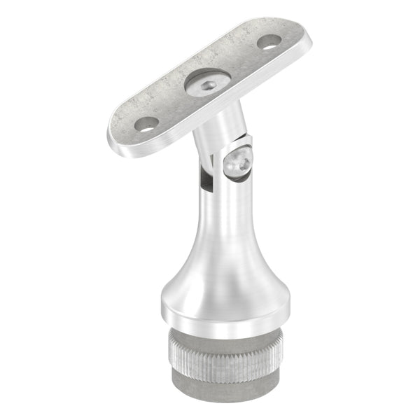 Handlaufstütze mit Gelenk zum Einschlagen für ø 33,7 x 2,0mm Pfosten, mit Halteplatte für Handlauf ø 42,4mm