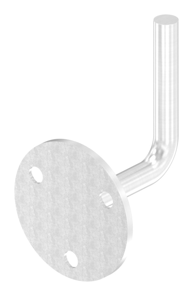 Handlaufhalter zur Wandbefestigung mit verschweißter Ronde 70 x 4mm mit drei gesenkten ø 8,5mm Bohrungen, zum Anschweißen, Wandabstand 70mm