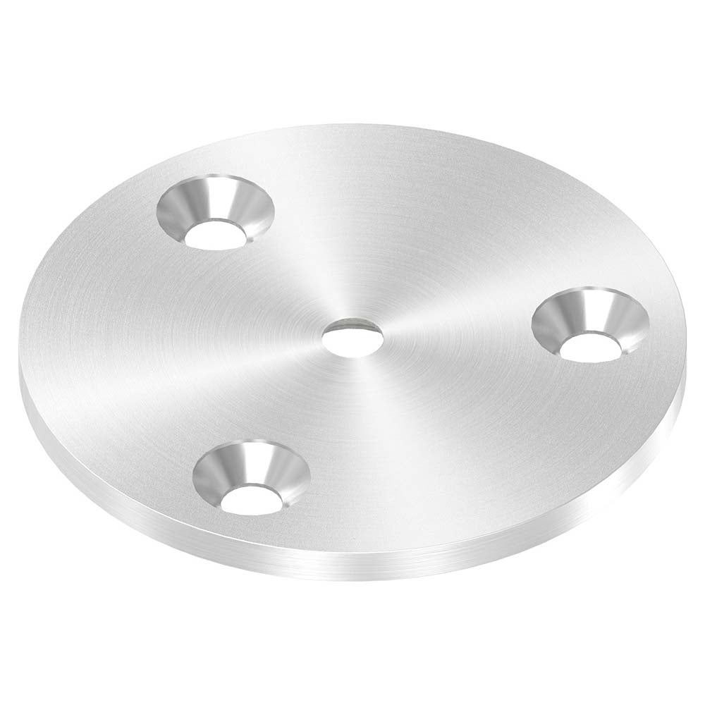 Ronde ø 70mm, Stärke 4mm, mit drei ø 6,5mm Senkbohrungen und ø 6,5mm Zentrierbohrung, mit Rundschliff