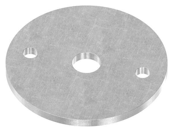 Ronde ø 70mm, Stärke 4mm, mit zwei ø 6,5mm Bohrungen und ø 12,5mm Mittelbohrung, gelasert, Stahl roh