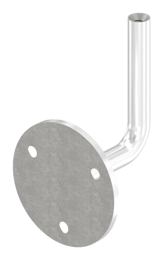 Handlaufhalter kurz, 3 Bohrungen, zur Wandbefestigung, Ronde 70 x 4mm verschweißt, mit Innengewinde M6