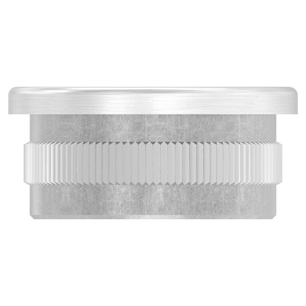 V4A Endkappe flach mit M8 Innengewinde, hohl, für Rohr ø 33,7 x 2,0mm, zum Einschlagen