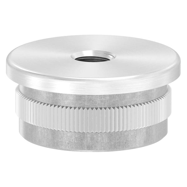 V4A Endkappe flach mit M8 Innengewinde, hohl, für Rohr ø 33,7 x 2,0mm, zum Einschlagen
