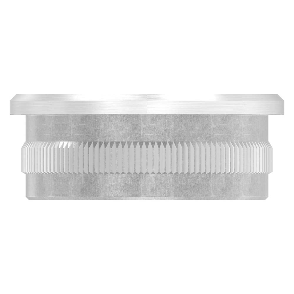 V4A Endkappe flach mit M8 Innengewinde, hohl, für Rohr ø 42,4 x 2,0mm, zum Einschlagen