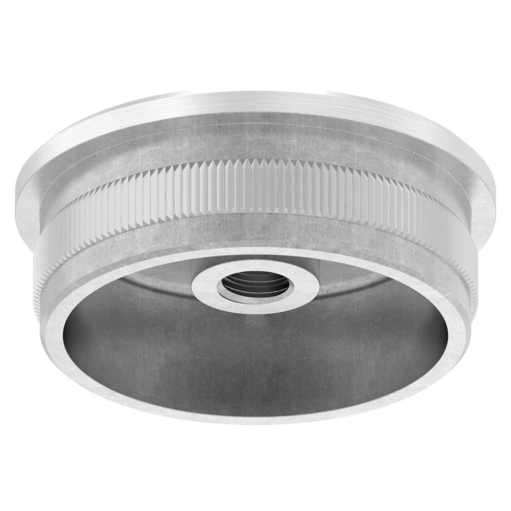 V4A Endkappe flach mit M8 Innengewinde, hohl, für Rohr ø 48,3 x 2,0mm, zum Einschlagen