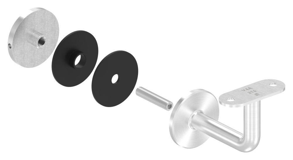 Handlaufhalter zur Glasbefestigung mit maximaler Glasstärke von 21,52mm, für Vierkant-Rohr