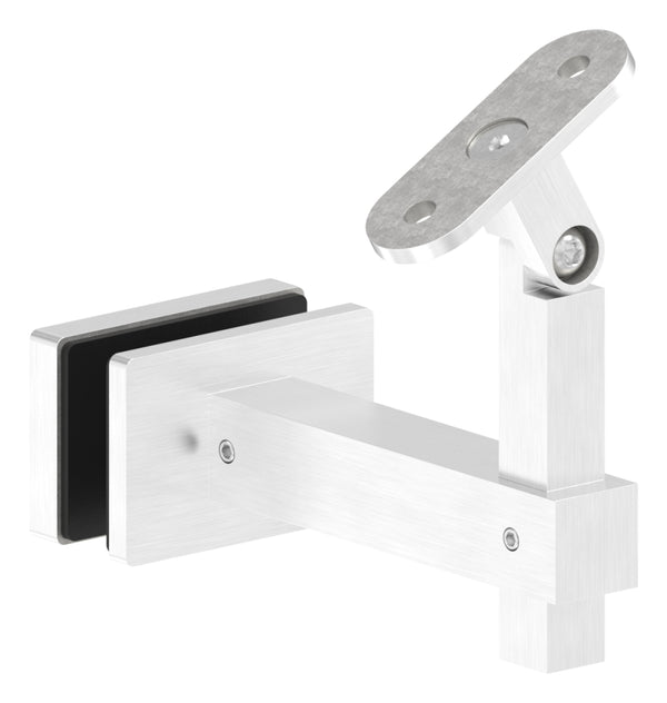 Handlaufhalter flexibel eckig zur Glasbefestigung, 360° drehbar mit maximaler Glasstärke von 21,52mm, für Vierkant-Rohr