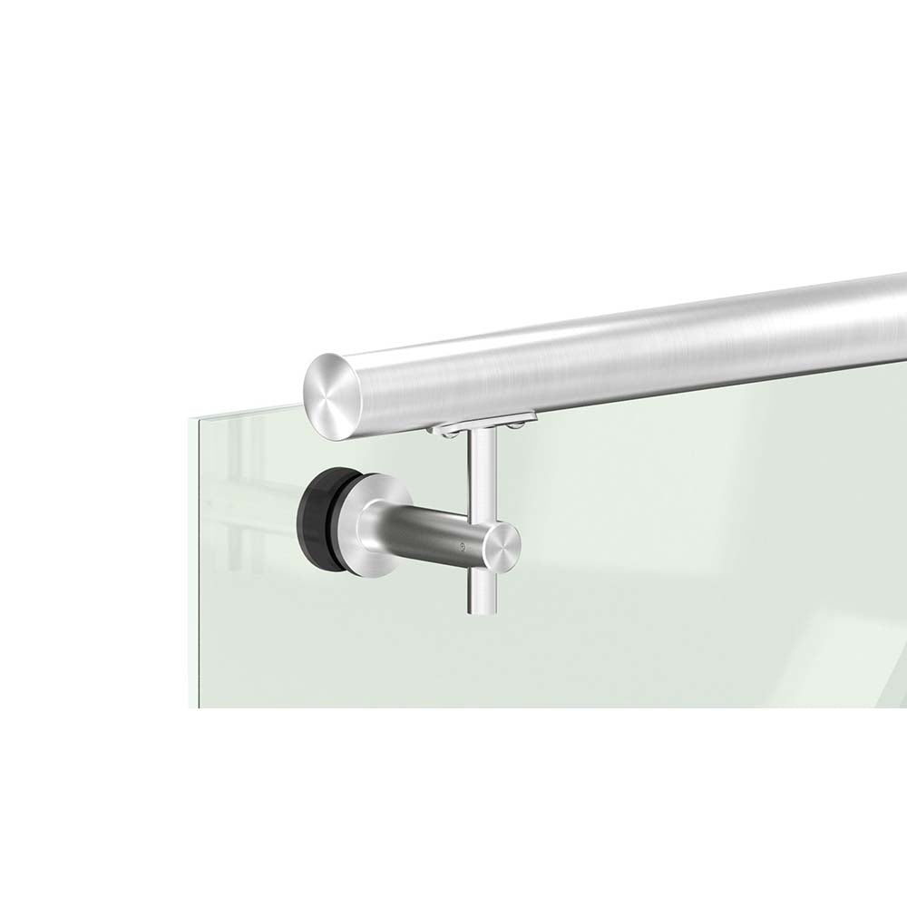 Handlaufhalter flexibel zur Wandbefestigung, mit ø 25mm Bügel und ø 14mm Stift, für Vierkant-Rohr, mit M8 Innengewinde
