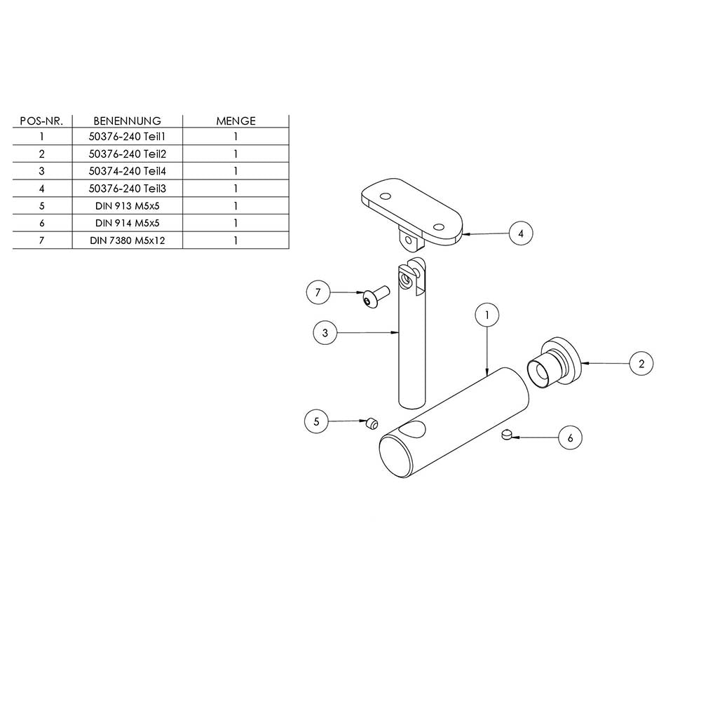 Handlaufhalter flexibel zur Pfostenbefestigung, für Vierkant-Pfosten an ø 42,4mm Rohr
