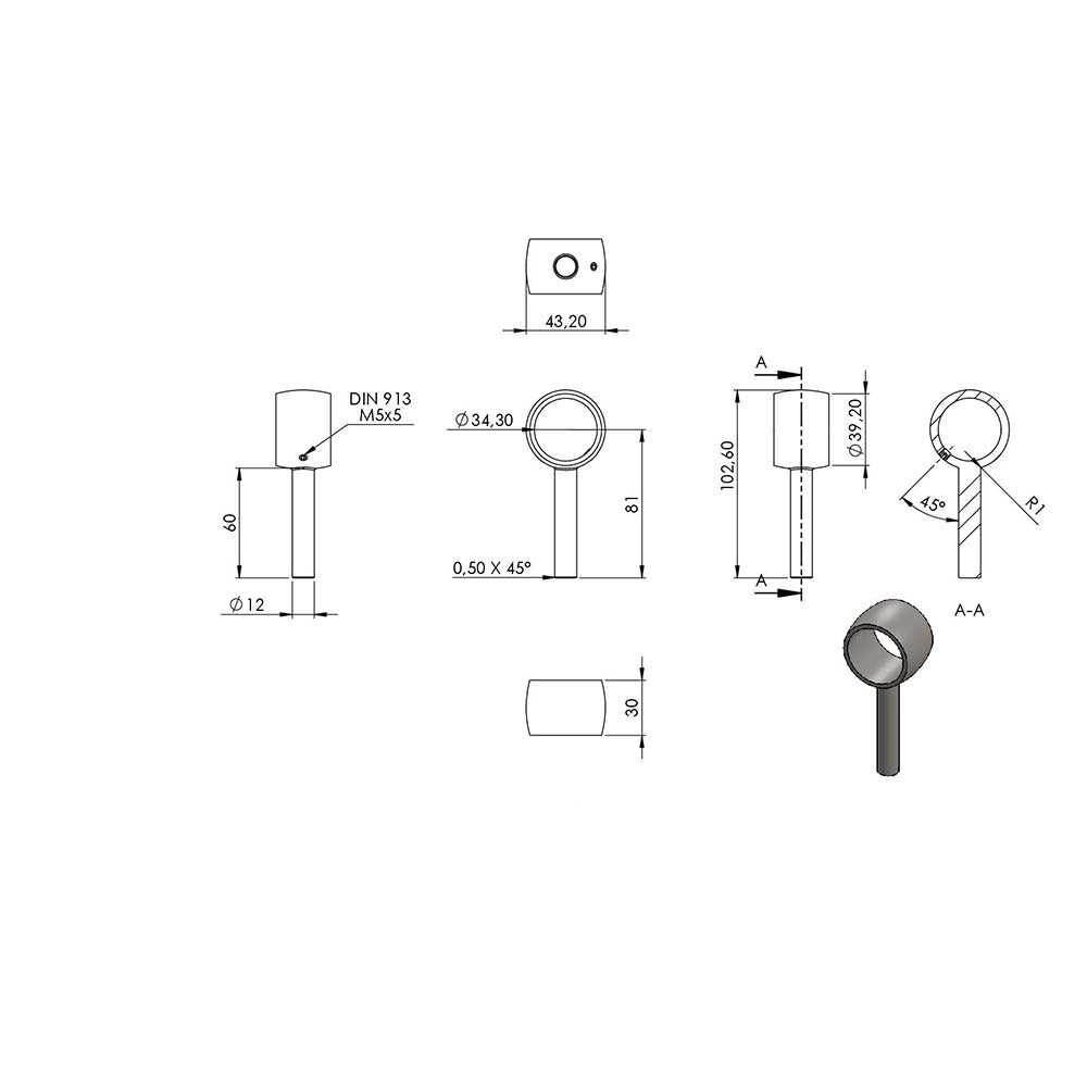 Handlaufhaltering für Rohr ø 33,7mm