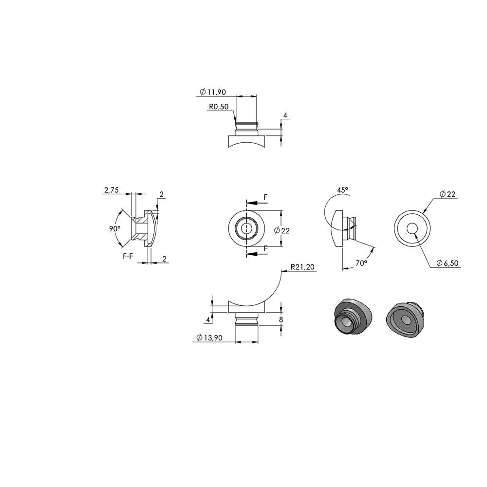 Querstabhalter 90° Innennecke, Anschluss für ø 42,4mm Rohr, für Stab ø 12mm, aus V2A