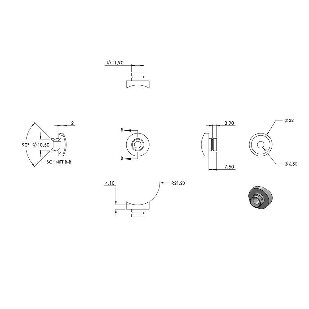 Querstabhalter Anschluss für ø 42,4mm Rohr, für Stab ø 14 mm, aus V2A